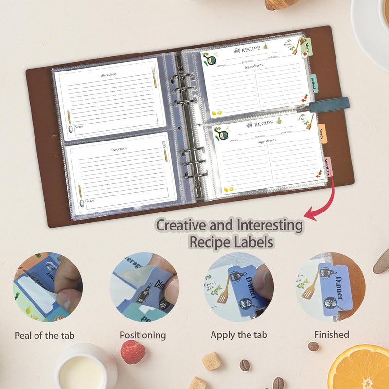 GoShambar Recipe Binder, Recipe Book Binder with Plastic Sleeves, Blank Recipe Card Book to Write in Your Own Recipes (4" x 6" Recipe Cards & Category Tab) (Blue) - Image 3